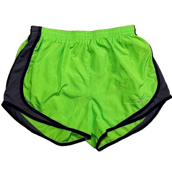 Nike Women's Yellow Dri-FIT Running Shorts M Activewear Reflective‎ Logo - Picture 2 of 6